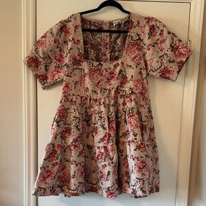 ARULA Pink and Green Floral Dress